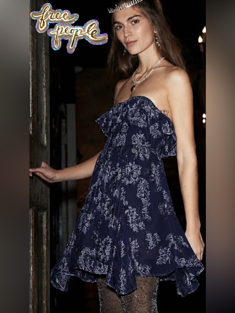 🆕 Free People Gardenia Mini Dress Strapless Ruffle Party Size Large